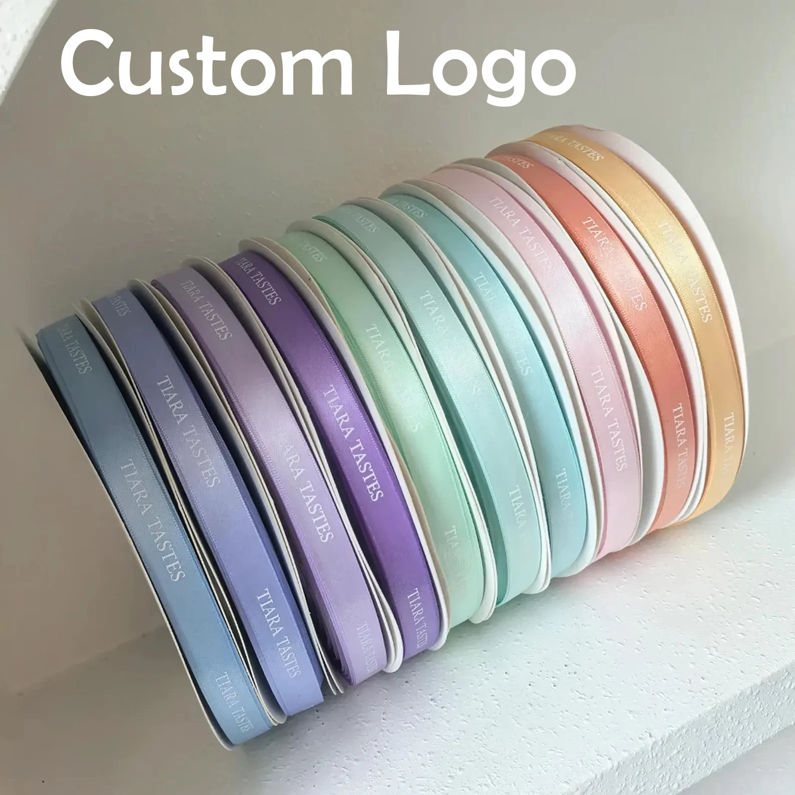 

Custom Satin Ribbon For Wedding Christmas Your Logo Text Tape Roll Party Bouquets Decor Strap Handicraft Supplies Gift Packing