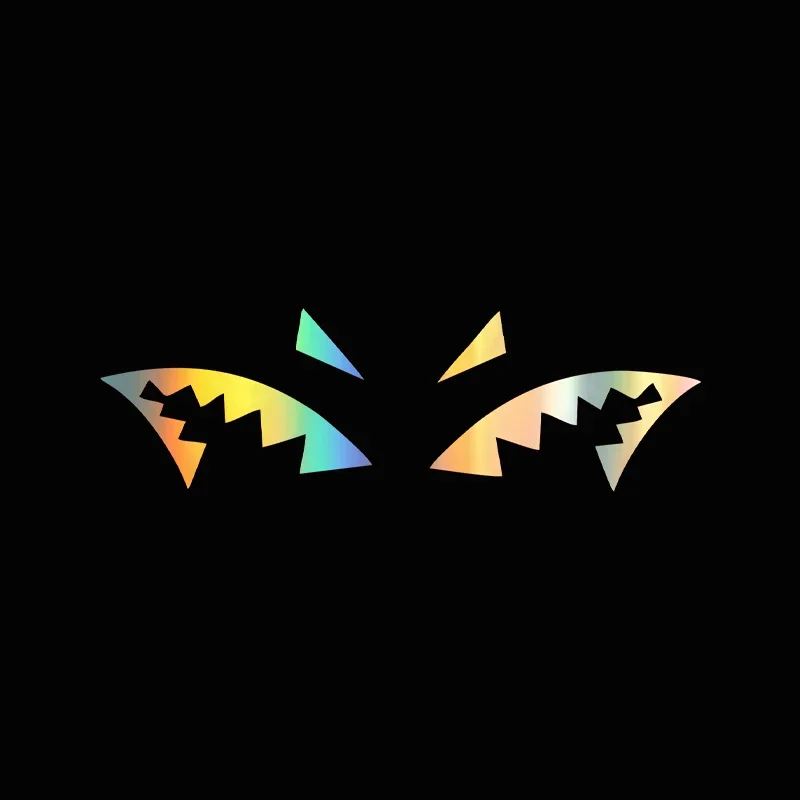 Cartoon Shark Teeth Car Sticker Night Reflective Waterproof Decal Rearview Mirror Antenna Auto Decor
