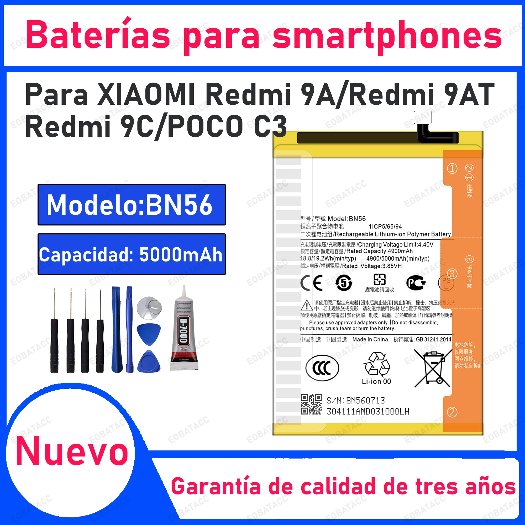 100% New 5000Mah BN…