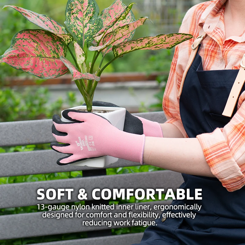 Imagem -04 - Wonder Grip Safety Gardening Work Gloves Nitrilo Palm Coating 13 Gauge Nylon Lining Resistente à Abrasão Anti-slip 12 Pares