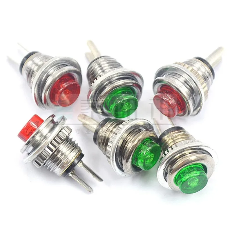 

10 x красный, зеленый, 2-контактный миниатюрный SPST, 0,5 А, 125 В переменного тока, 8 мм, монтажное отверстие, кнопочный переключатель