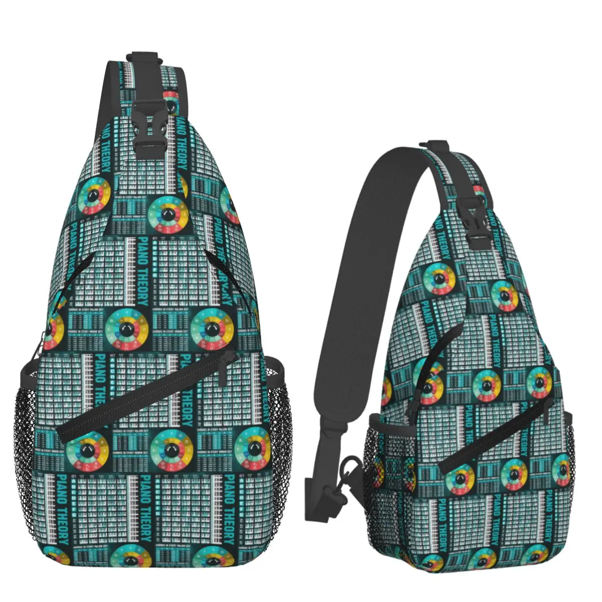 Music Basic Guitar Chord Theory Chart Piano Chest Bag Men Sling Crossbody Backpack Chest Bag Travel Hiking Daypack Shoulder Bag