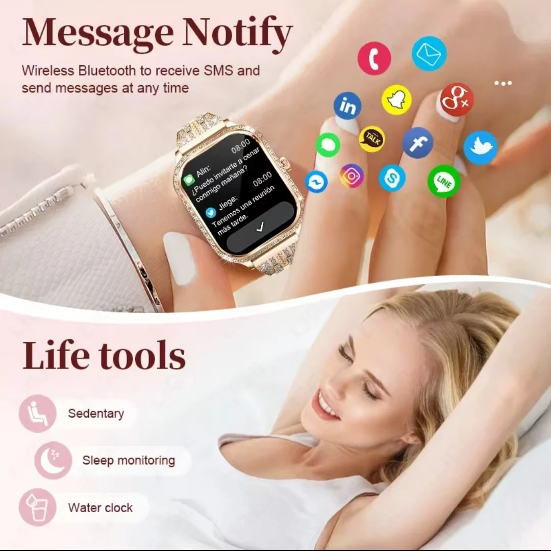 2025 Business Women Smart Watch AMOLED HD Screen Always Display Bluetooth Call IP68 Waterproof Women Smart watch For Android&IOS