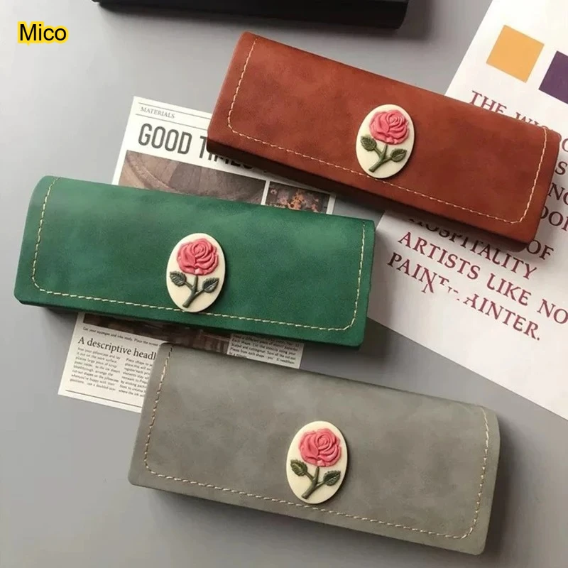 

Vintage Fashion Rose Pattern Glasses Case Sunglasses Eyewear Storage Box Unisex Anti-Pressure PU Leather Eyeglasses Bag