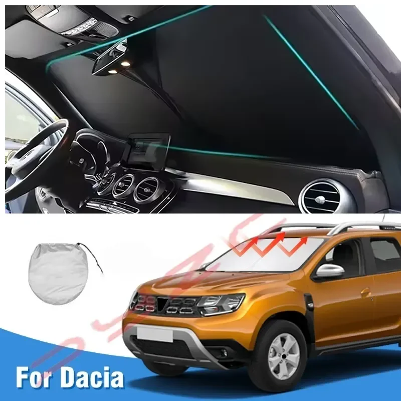 Parasol para parabrisas de coche, cubierta plegable para Dacia Duster 2010-2021 2022 2023 2024, Protector de visera solar, bloquea los rayos UV