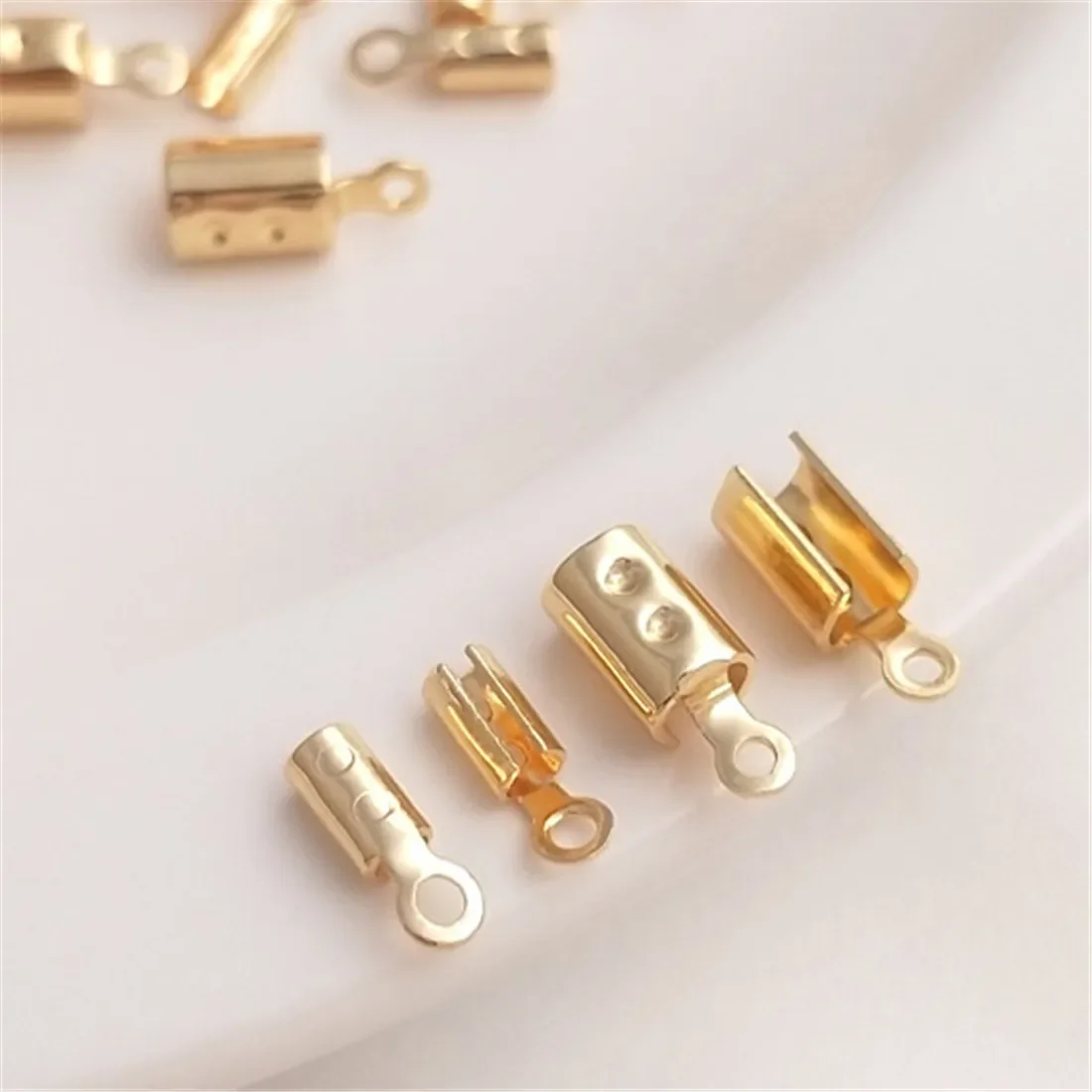 

14k Gold-plated Fittings Copper-plated Gold Round Clip Leather Rope Round Rope Milan Line Connection Closing Buckle Diy Material