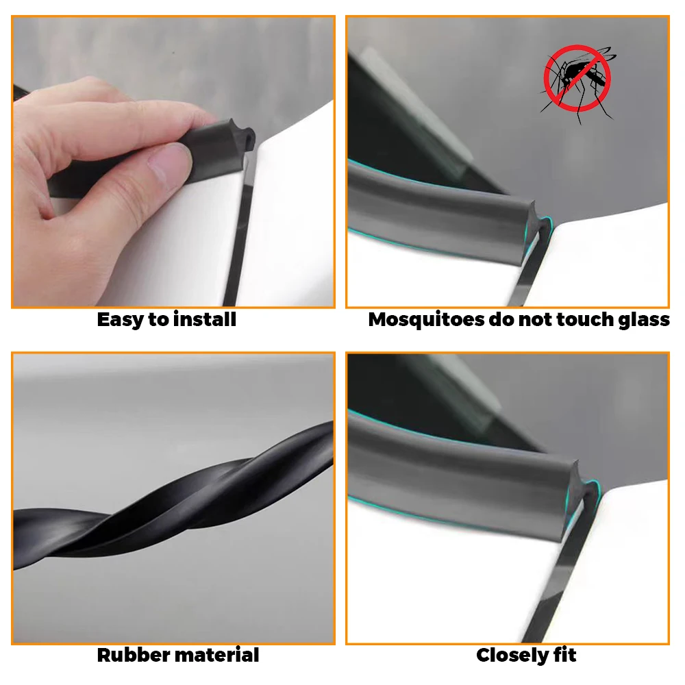 1.8m Car Rubber Seal Spoiler Strip Auto Front Rear Windshield Spoiler Front Window Hood Sealing Trim Auto Windshield Accessories