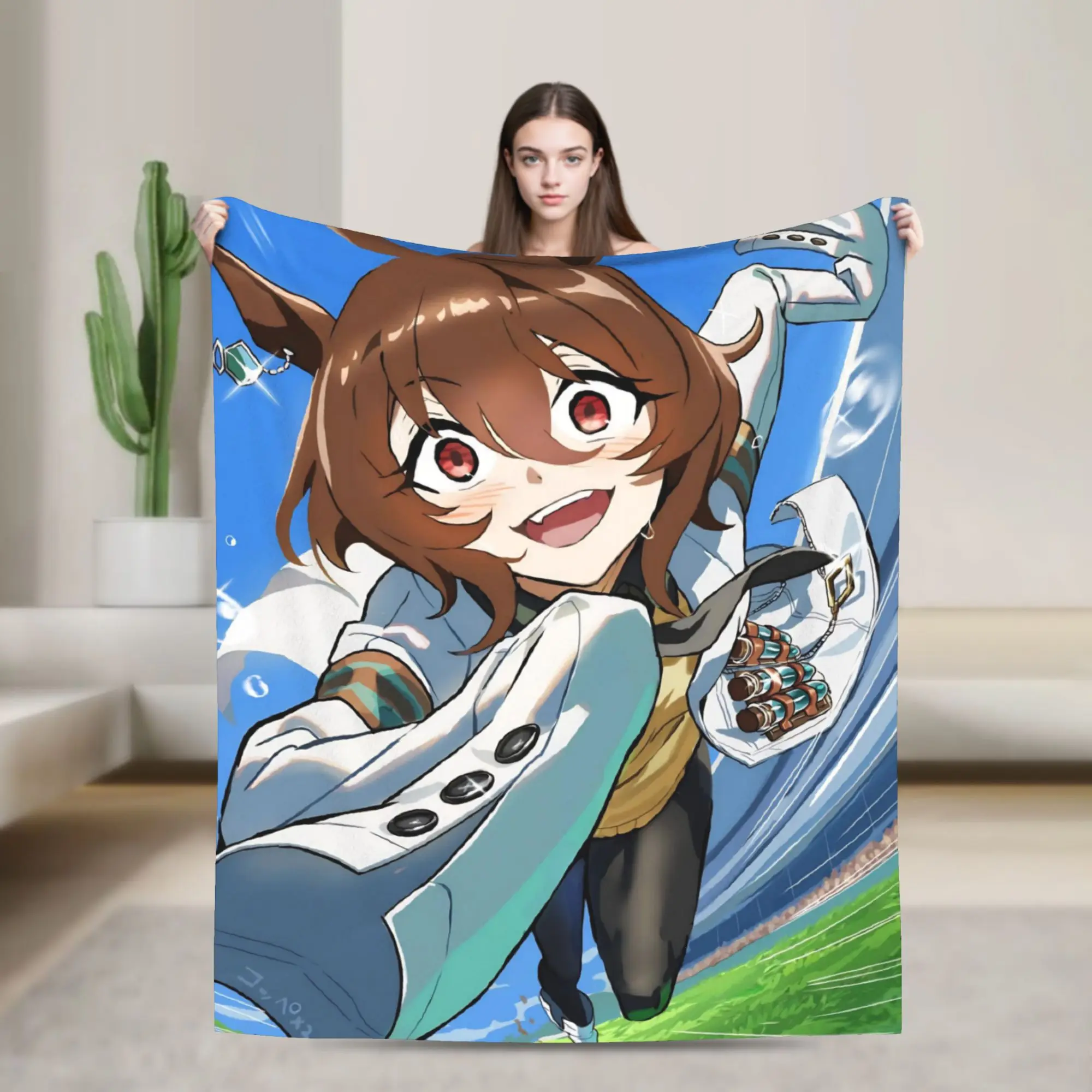 Agnes Tachyon Blankets Uma Musume Pretty Derby Flannel Funny Warm Throw Blankets for Home Restaurant Summer