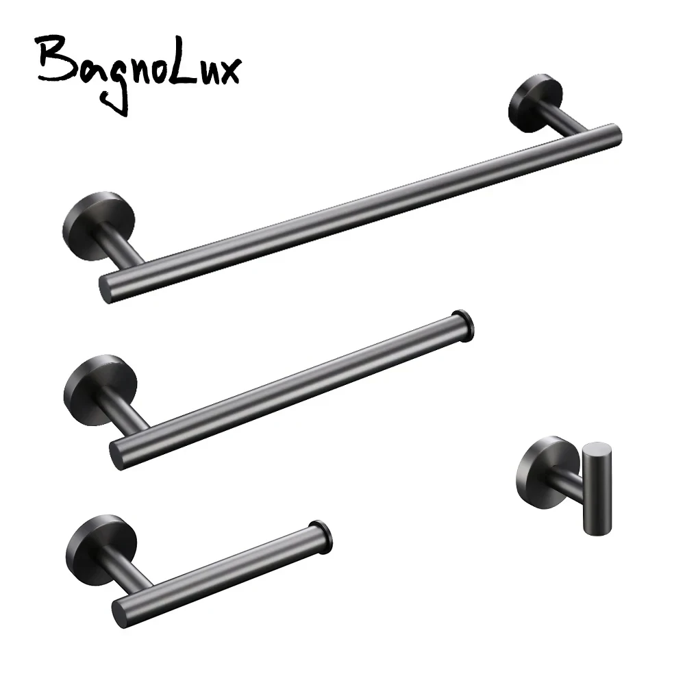 Bagnolux Stainless Steel Gun Gray Black Polished Chrome Brushed Gold Hanger Hook Towel Bar Paper Holder Bathroom Accessories