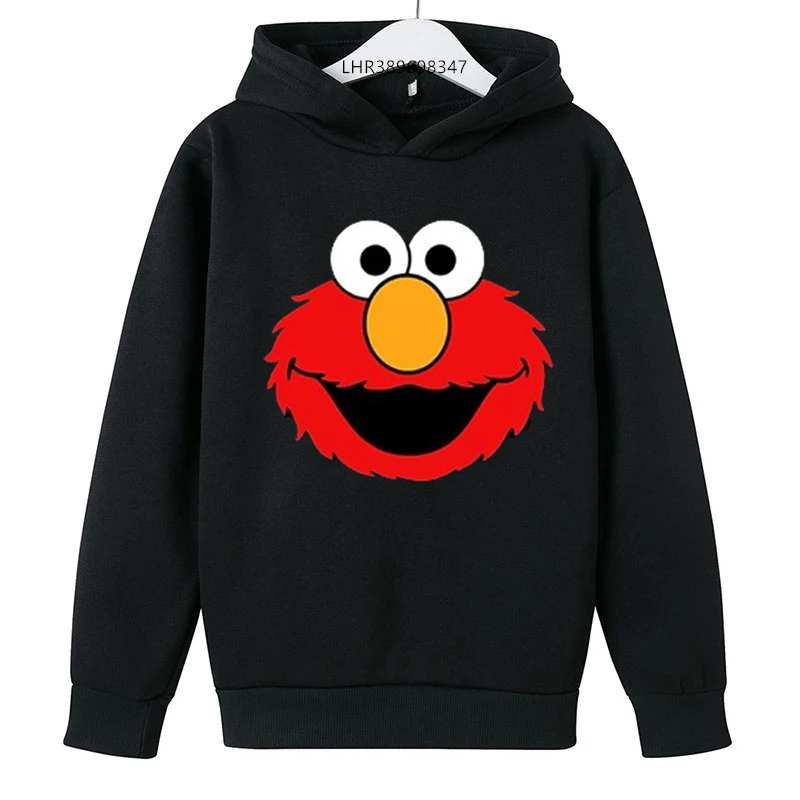 Children hoodie Tops Outwear ELMO Clothing Hoodies 3-12 Year Kids Hood leisure Sweatshirt Boys Girls Anime black