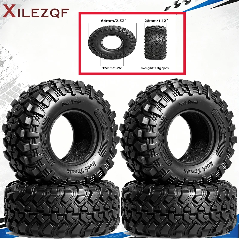 XILEZQF 4Pcs 1.3in Soft Sticky Rubber Crawler Tires for 1/18 1/24 Traxxas TRX4M Axial SCX24 Off-Road Tyres
