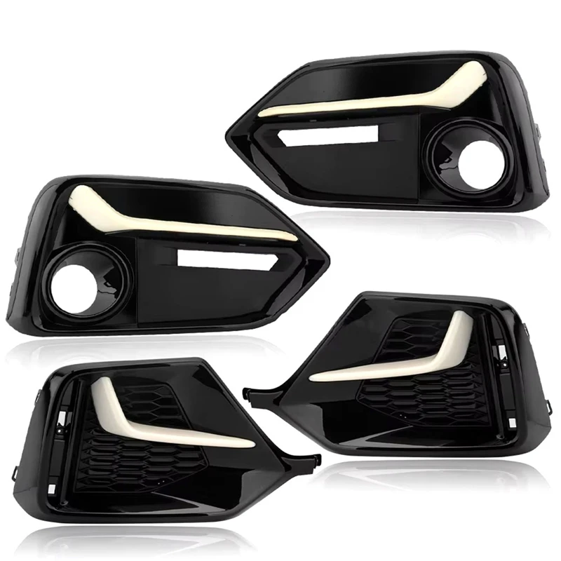 1 Set 4Pcs Front Rear Fog Lamp Light Trim Frame Shell Cover Bezel Rear Bumper Grill For Honda Civic 2016-2021