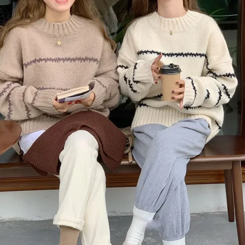 Autumn Winter Korean Knit Thicken Warm Women Sweater Long Sleeve T-shirt Hoodies Harajuku Oversize Loose Casual Pullovers Y2k