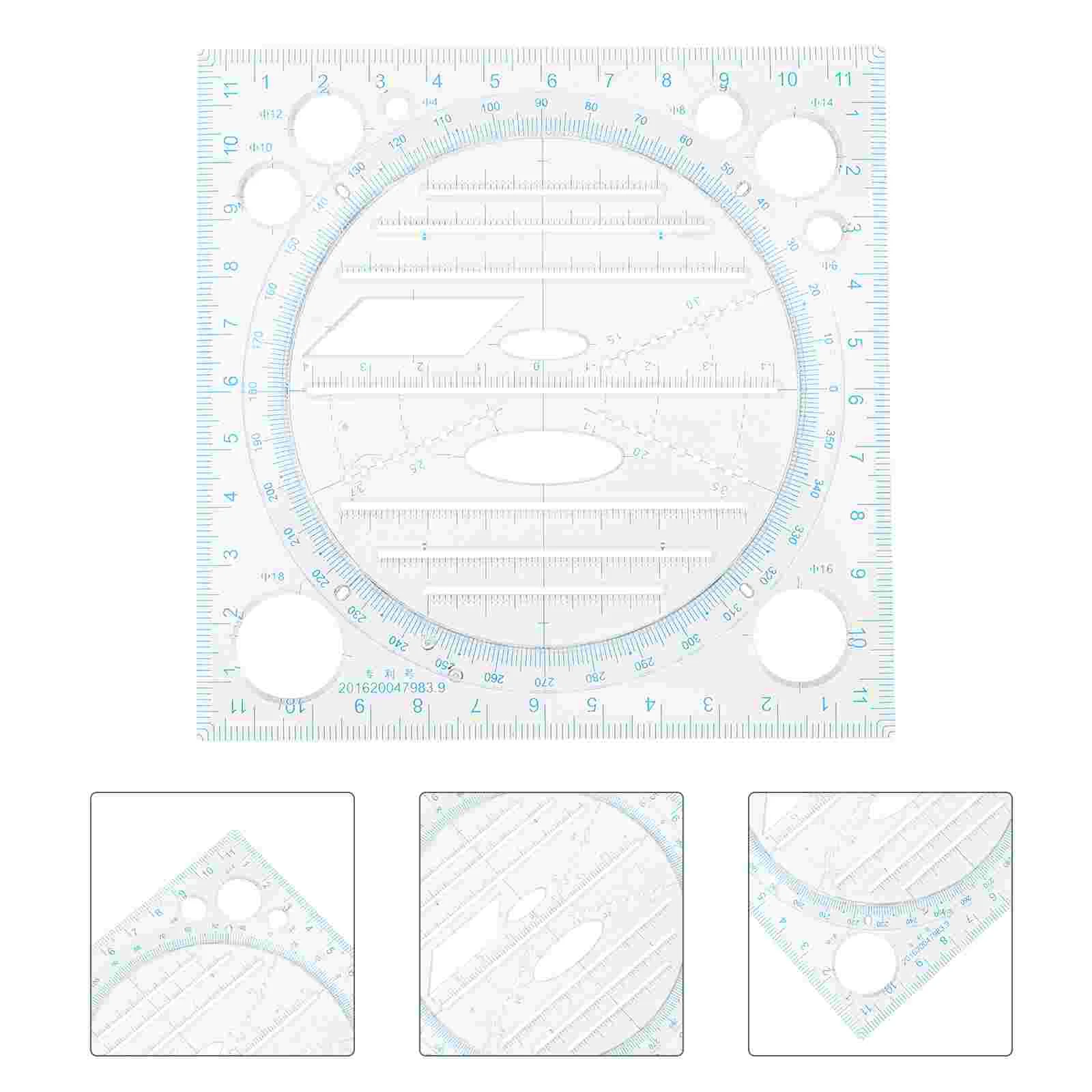 Drawing Ruler Test Protractor Multifunctional Measuring Round Student Geometric Template Plastic Tool