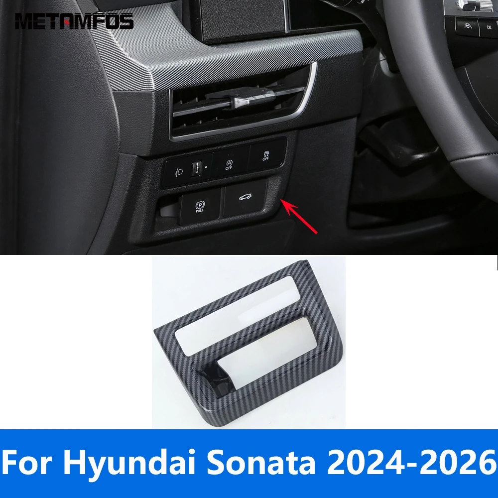 

Крышка переключателя регулировки головного света, накладка для Hyundai Sonata 2024 2025 2026, рамка из углеродного волокна, наклейка, аксессуары для интерьера