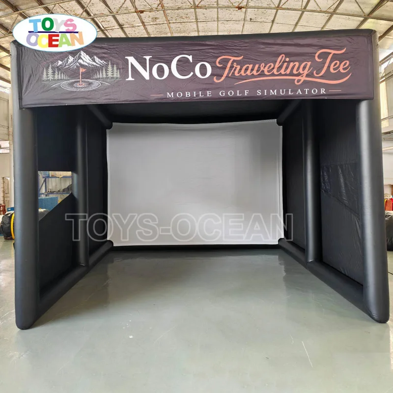 Portable Inflatable Golf Simulator Enclosure, Indoor Golf Hitting Cage with Impact Screen for Home Use