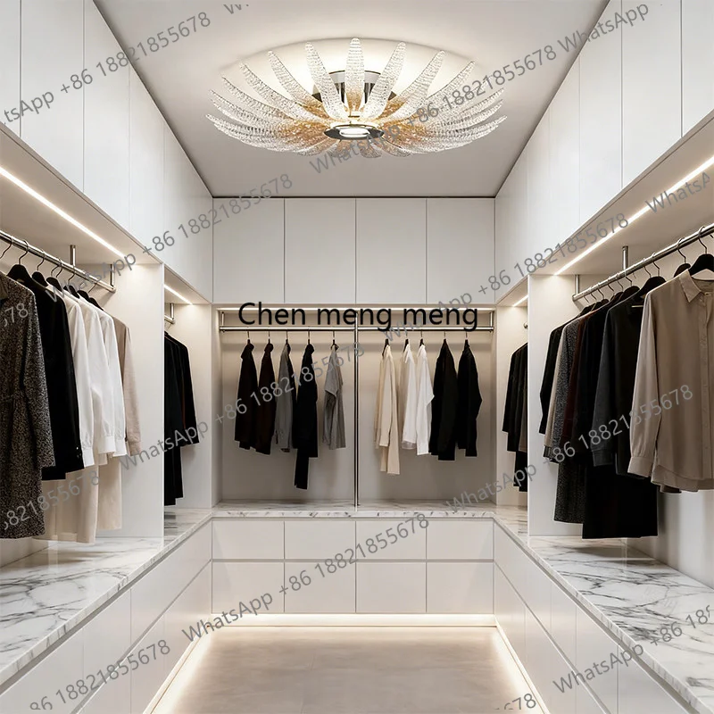 

European-style villa cloakroom bedroom entrance, crystal glass ceiling lamp