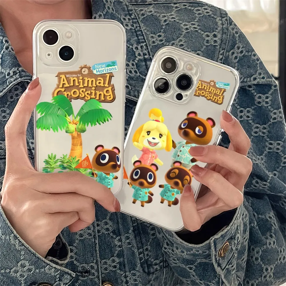 Animal C-Crossing New H-Horizons GAME  Phone Case For iPhone 11 12 Mini 13 14 15 Pro XS Max X 8 Plus SE XR Transparent Shell