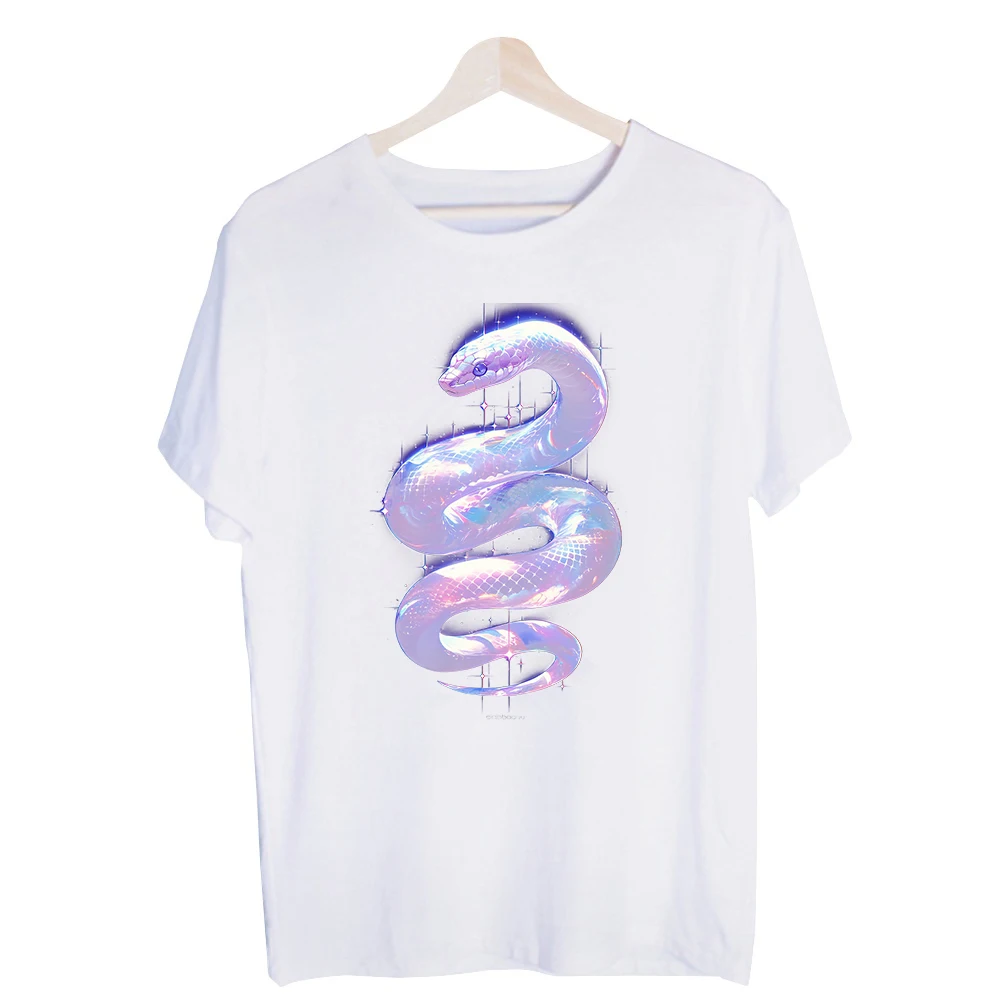 Men's Iridescent Snake Graphic Tee, Short Sleeve Crew Neck Streetwear T-Shirt for Casual Daily Wear
