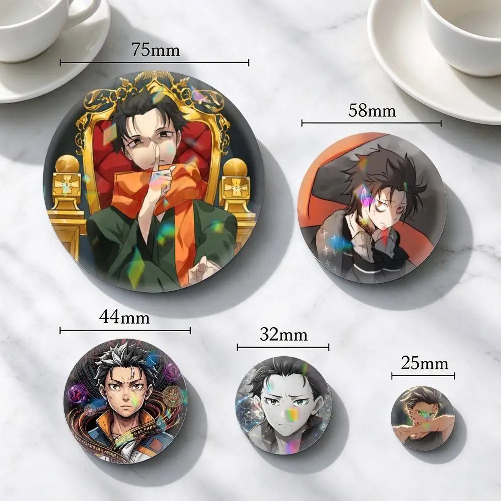 Anime Re Zero N-Natsuki Subaru  25 32 44 58 75mm Badges Personalized Round Brooches Pins Accessory Gift