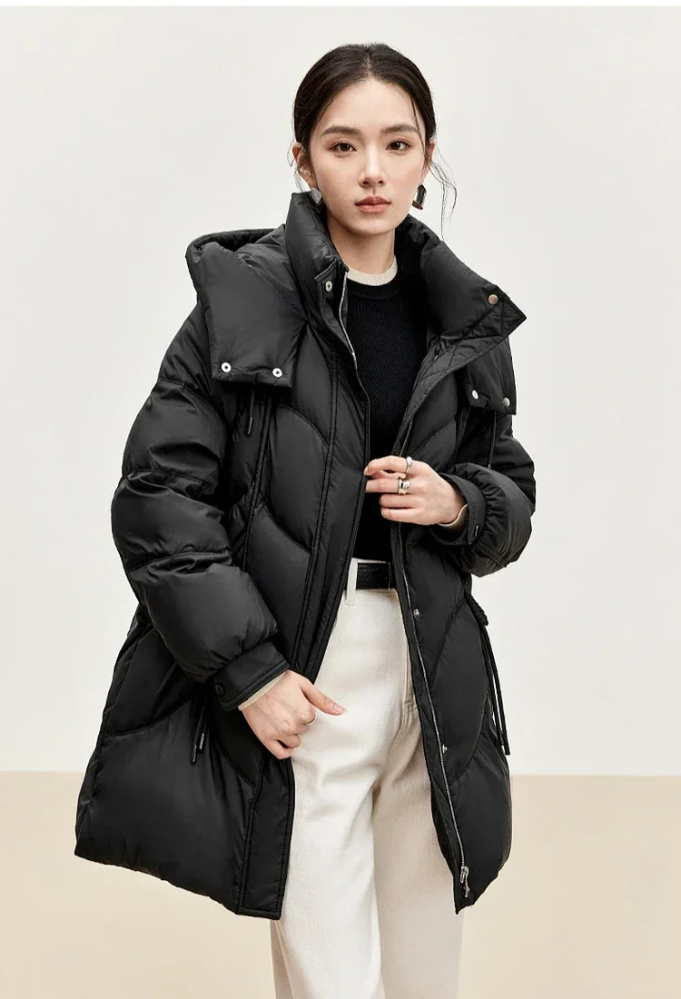 SENTUBILA 90% White Duck Down Coat Women 2024 Winter Thick Stand Neck Long Down Coat Puffer Jacket Women Outerwear W44Y56274