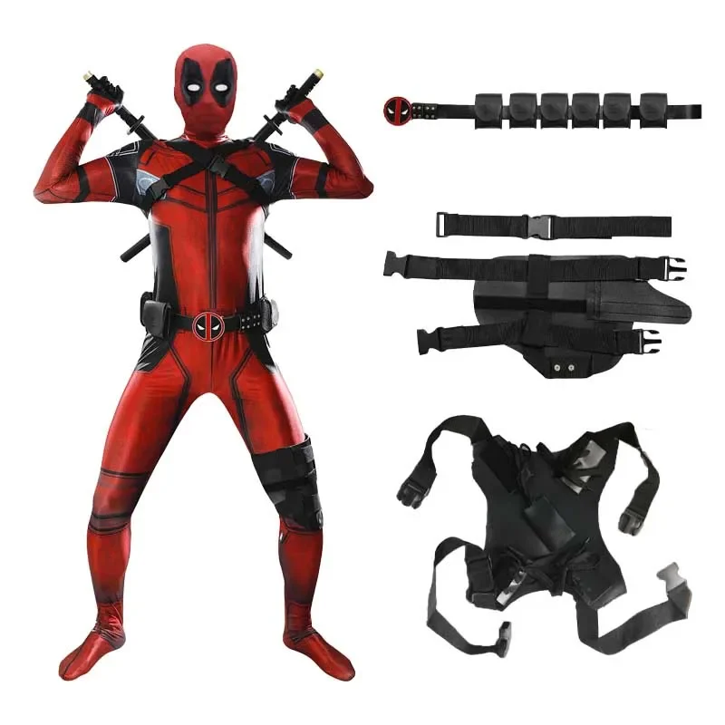 5 pezzi Deadpool Anime Bambini Adulti Supereroe Deadpool Costumi Cosplay Tuta Maschera attaccata Abiti Festa di Halloween per le ragazze del ragazzo