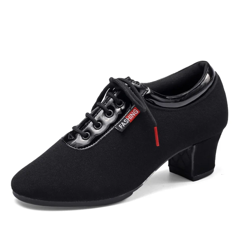 Ballroom Jazz Salsa Men Dancing Shoes Women Dance Shoes Latin Heels 5CM Practice Black/Red Casual Training Modern Dance Sneakers