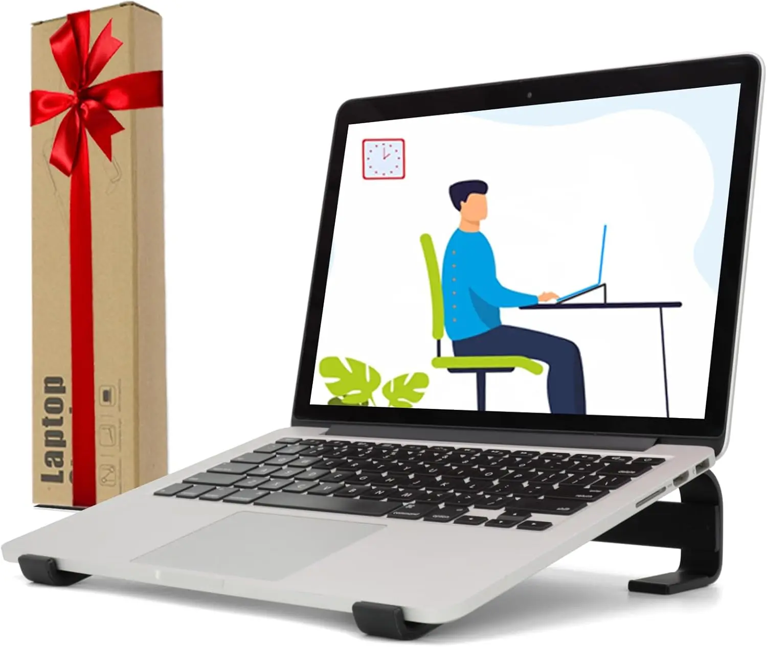 

Ergonomic Aluminum Laptop Stand for Desk, Ventilated Riser Compatible with 11-17.3 Inch Notebooks, Black