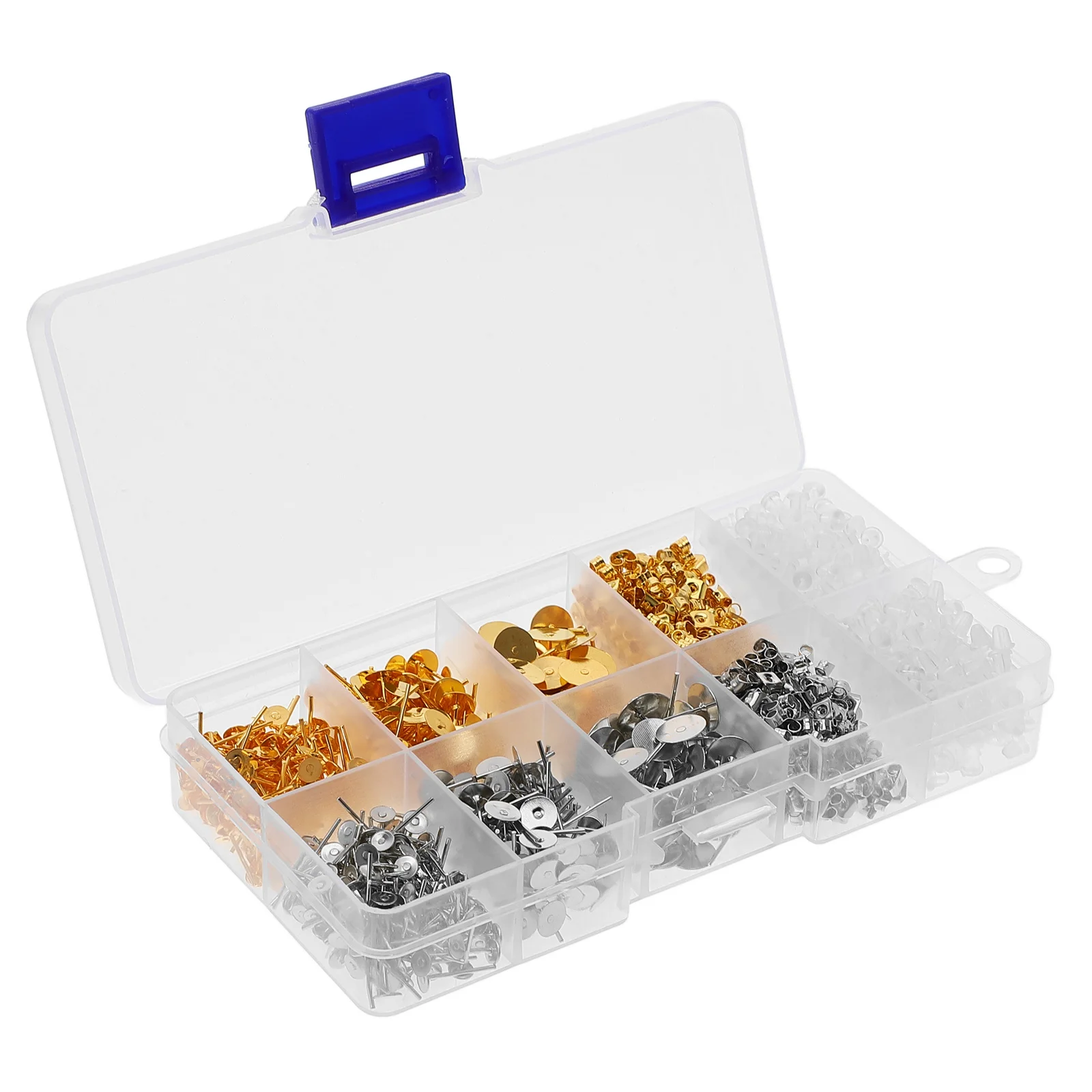 1 صندوق فارغ المشاركات وسادة مسطحة لتقوم بها بنفسك القرط صنع قاعدة للمجوهرات الحرف لوازم الأذن الحافة إعدادات القرط المعدني الفراغات