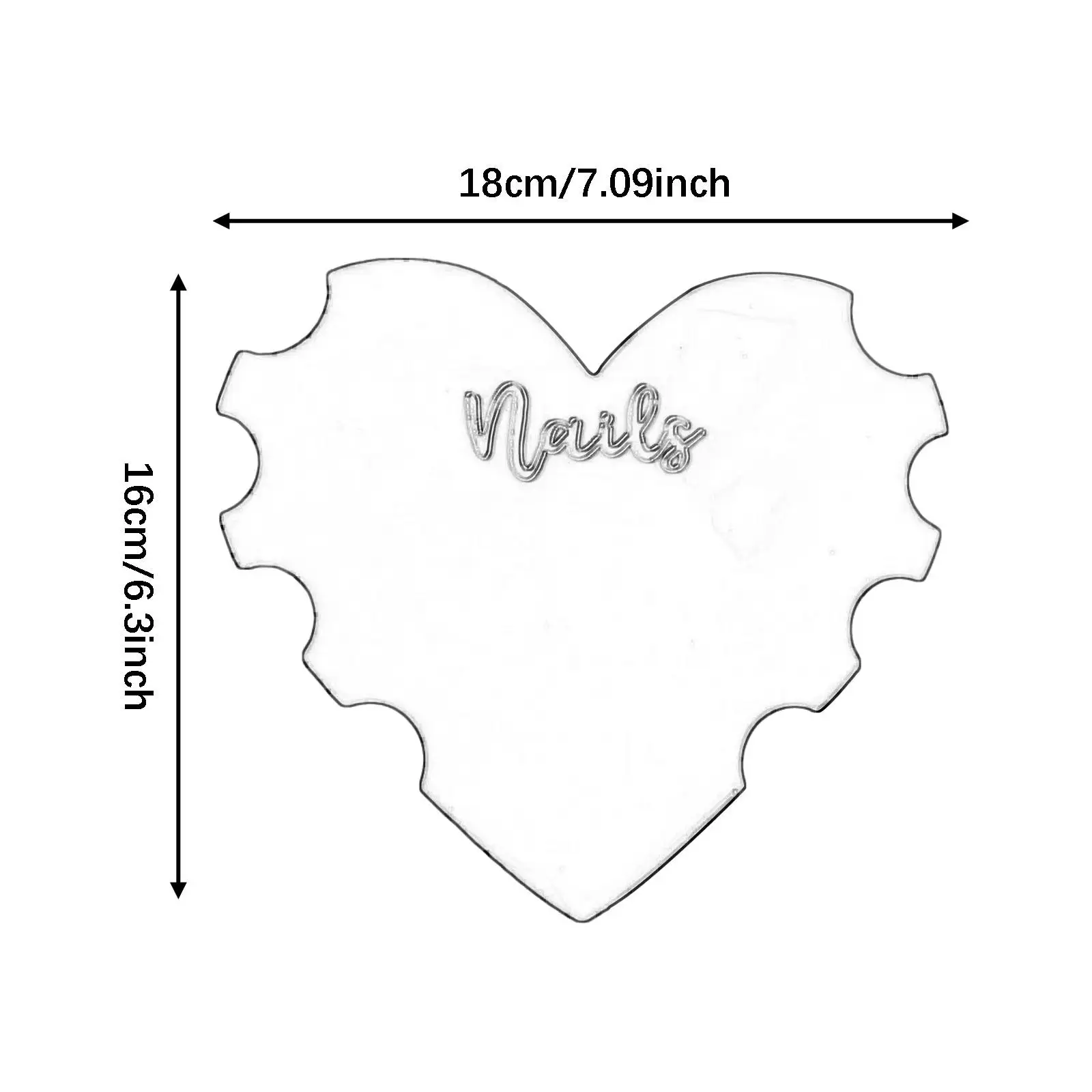 Nail Art Display Board Acrylic Heart Shaped Photo Prop Durable Waterproof Tray for Nail Room Decoration
