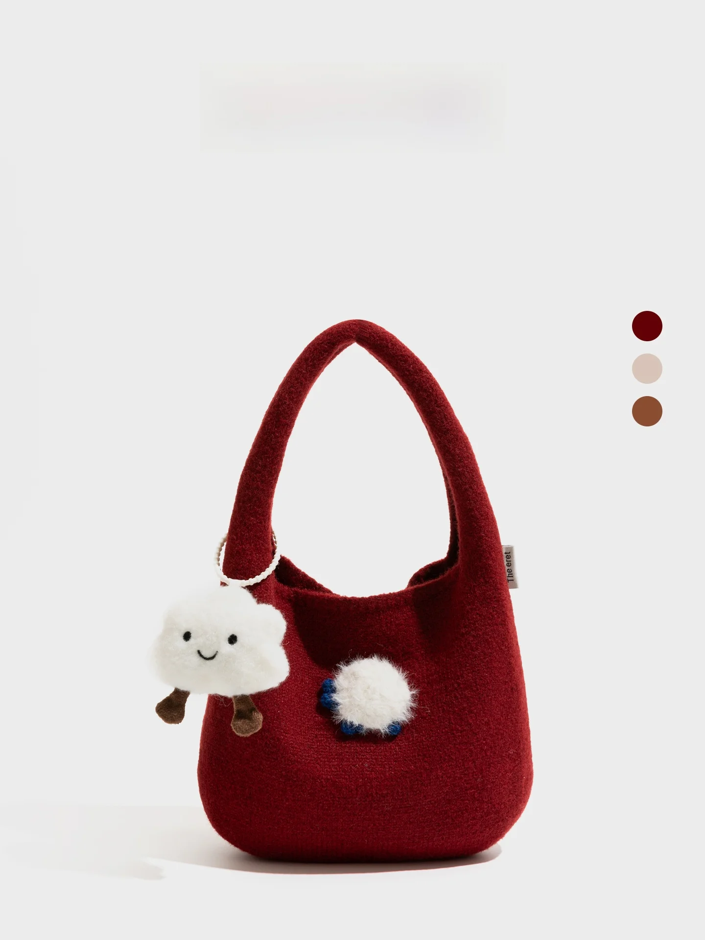 

Lazin Sle Knitted Woolen Red Handbag Women's Bag Soft Handle Tote Bag Casual Vaion Theme Autumn Winter New Arrival