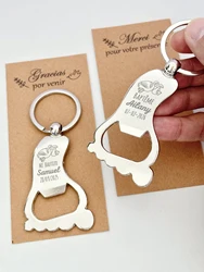 Baby Shower Party Favor Baptism Gift for Guest Custom Foot Shaped Keychain Bottle Opener Personalized Christening Souvenir