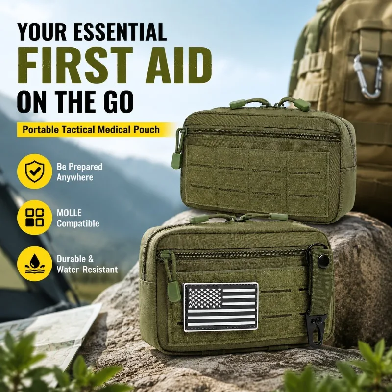 Portable First Aid Kit Nylon Tactical MOLLE Medical Pouch Emergency Supply Storage Waist Bag Military Enthusiast Hanging Carrier