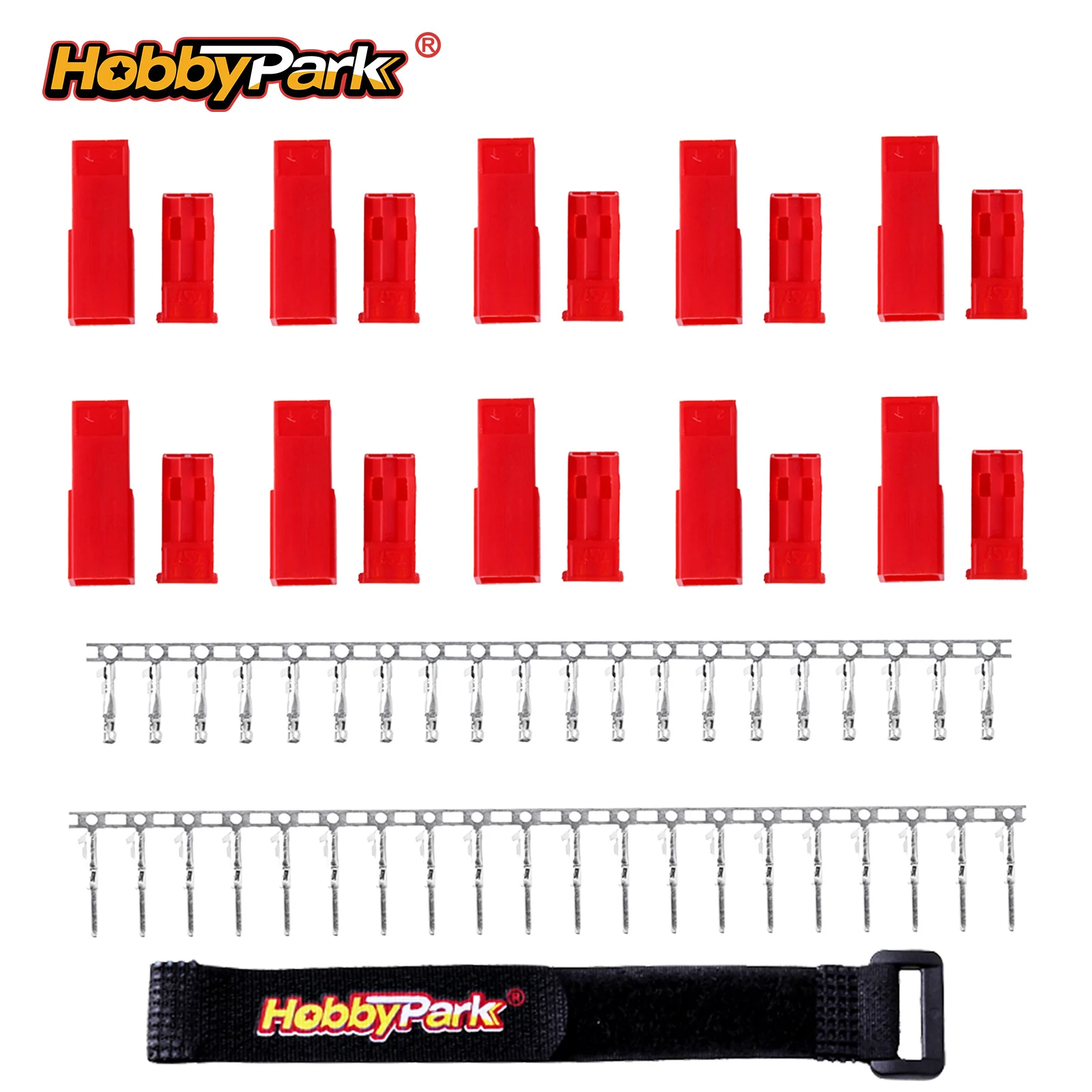 HobbyPark 2-Pin JST Plug Kit Male Female Unassembled for RC Battery Motor ESC Connectors DIY RC Drone Airplane, 10 Pairs