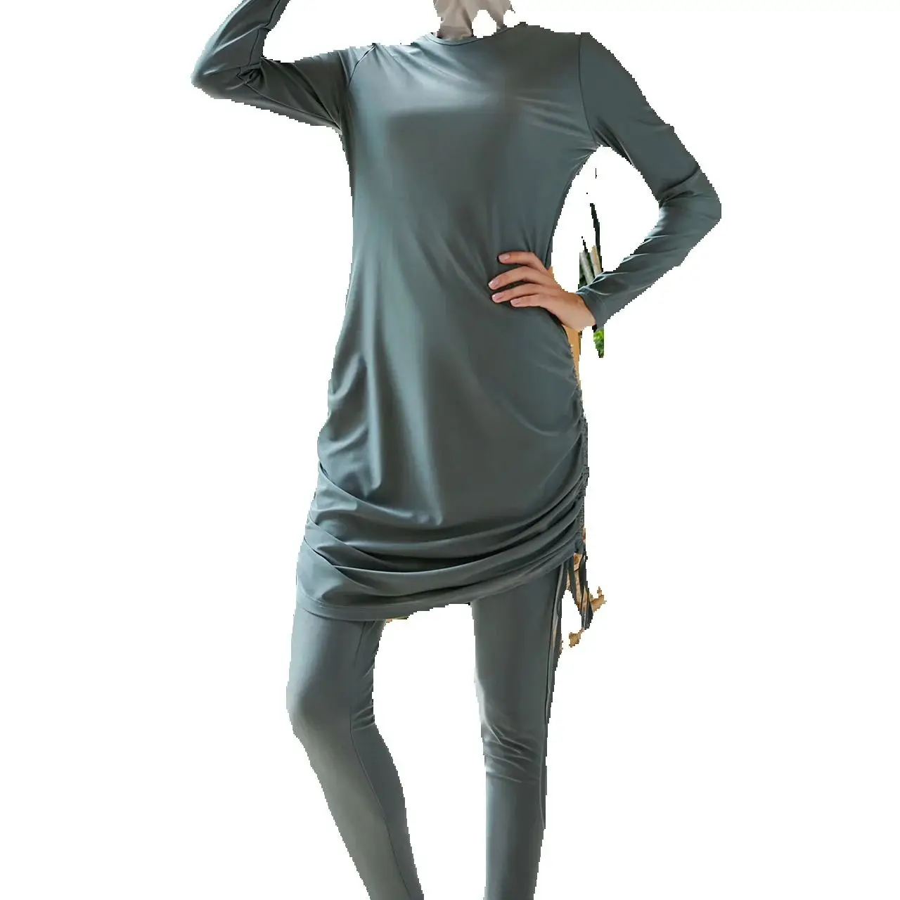 

Консервативный мусульманский купальник женский 3 шт. хиджаб топ брюки купальник полный чехол буркини скромный купальный костюм пляжная одежда Maillot De Bain