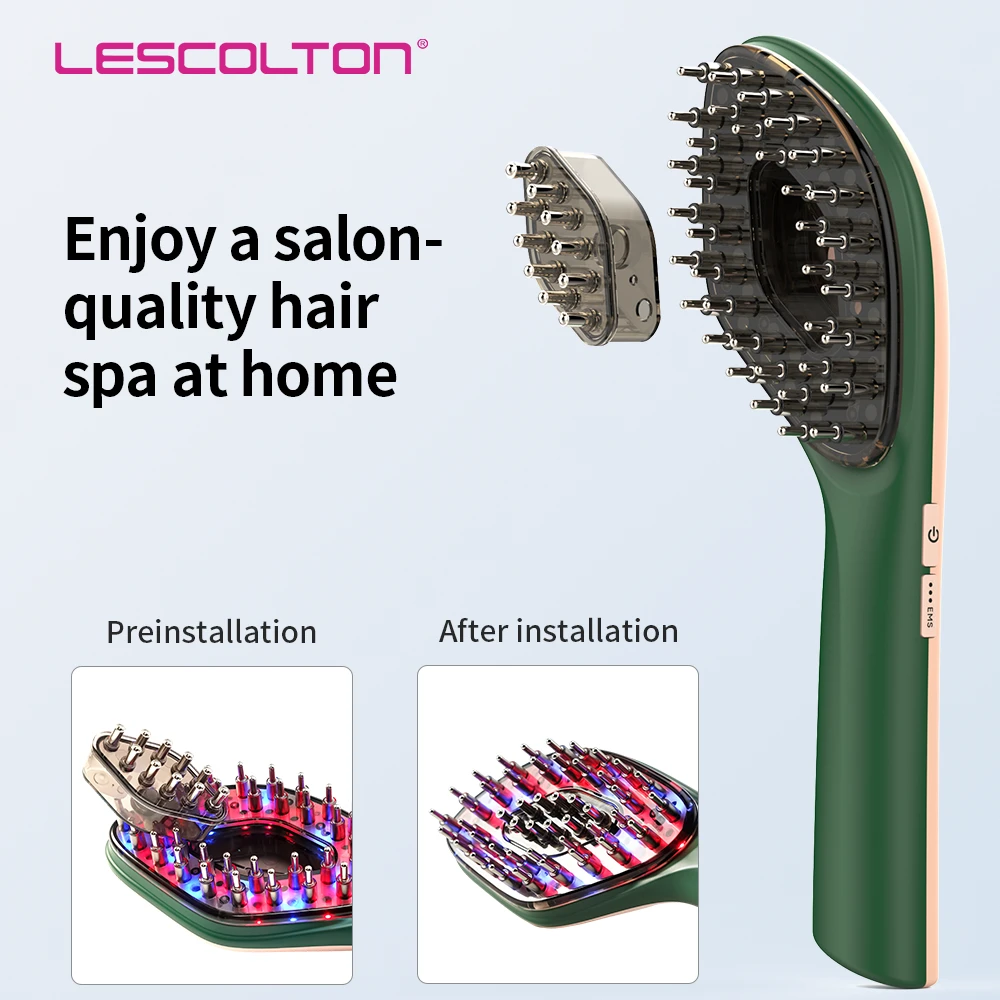 LESCOLTON-peine para el crecimiento del cabello, cepillos multifuncionales para el cuidado del cabello EMS, terapia de luz roja y azul, peines medicinales para el crecimiento del cabello para mujeres y hombres