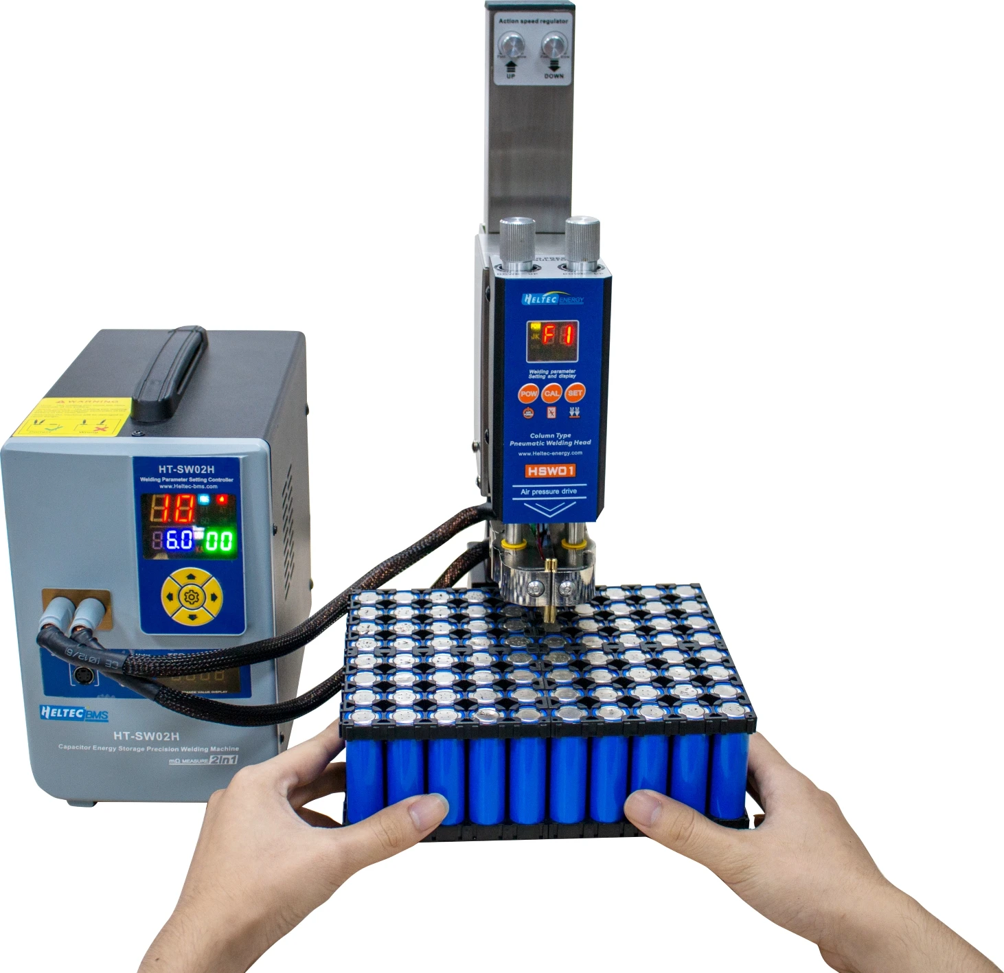 

High Power 36KW Spot Welding Machine For Lithium Ion Battery With Welding Head Both Manual And Pneumatic Spot Welders HT-SW02A