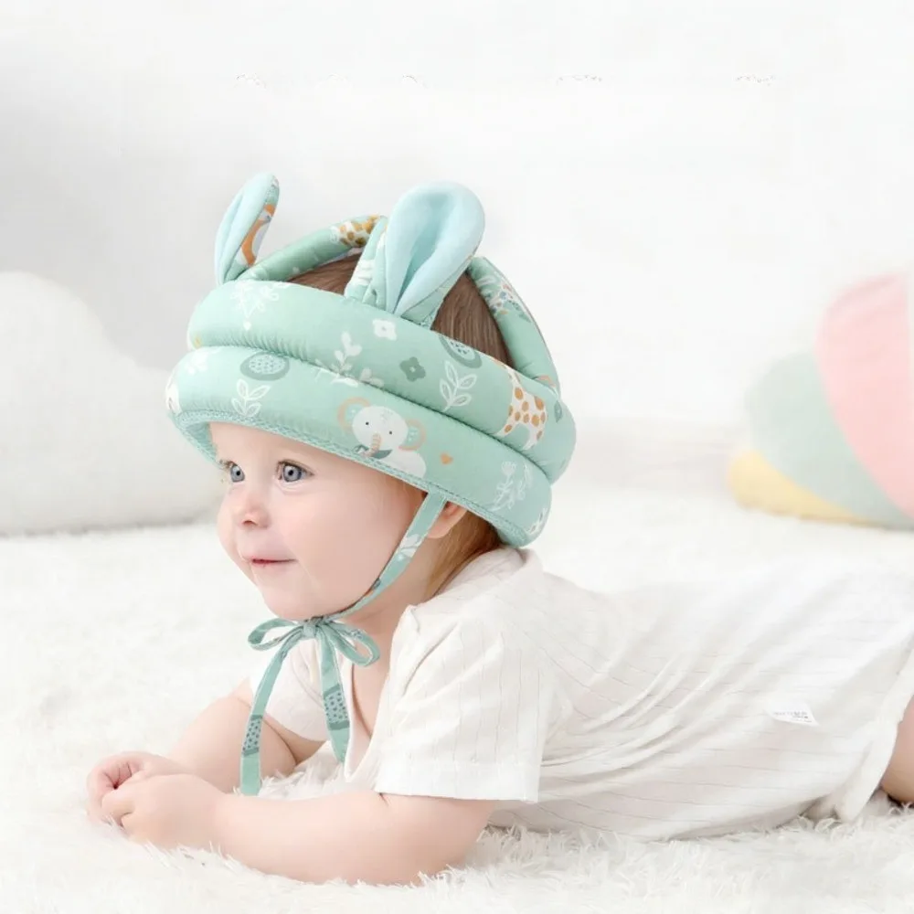 

Регулируемая защитная шапочка для младенцев, мягкий противоударный шлем с мультяшным рисунком, дышащая легкая защитная шапочка для малышей, для игр в помещении