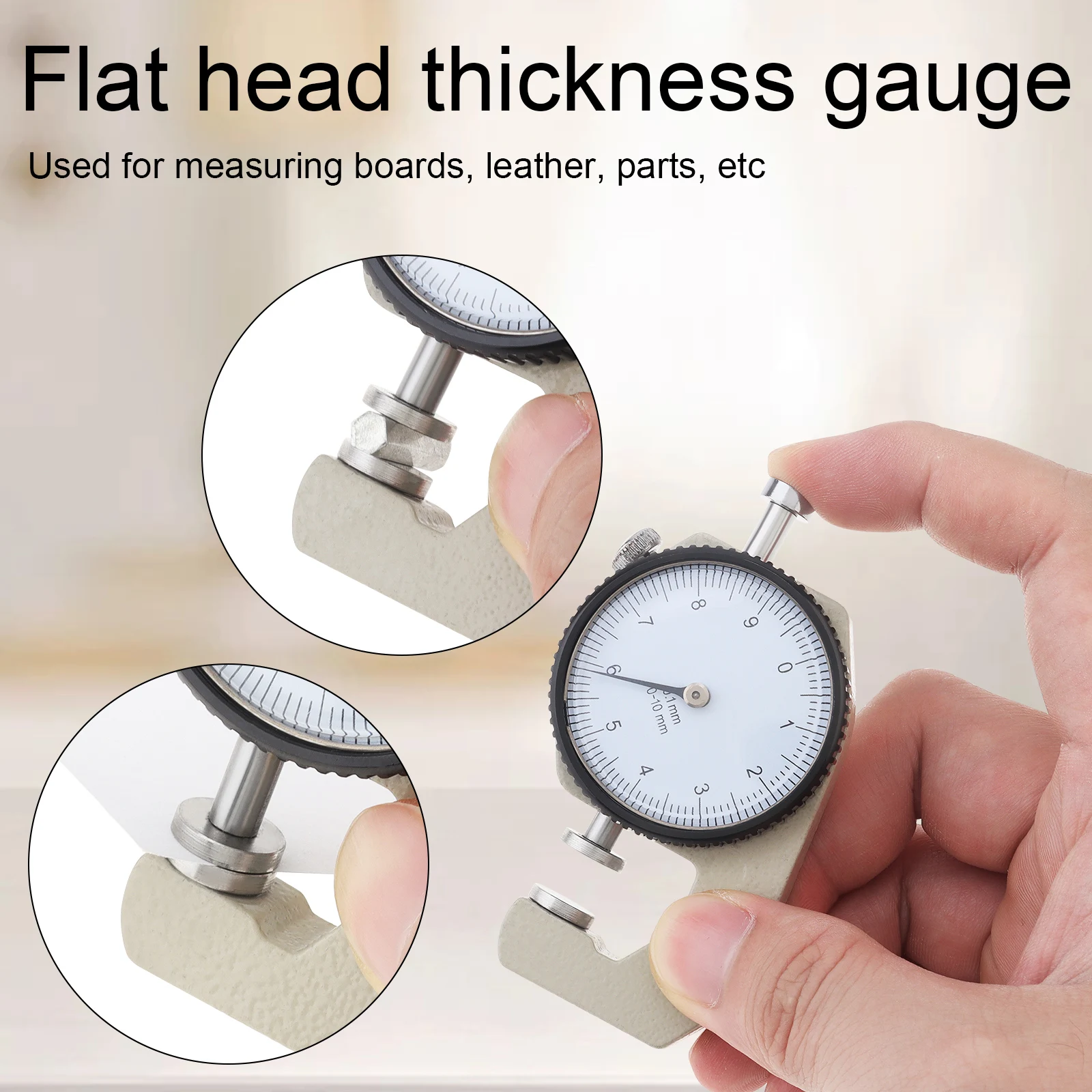 0-10mm 0.1mm Resolution Dial Leather Thickness Gauge Meter for Jewelry Flim Paper Metal Sheets Handheld Thickness Tester