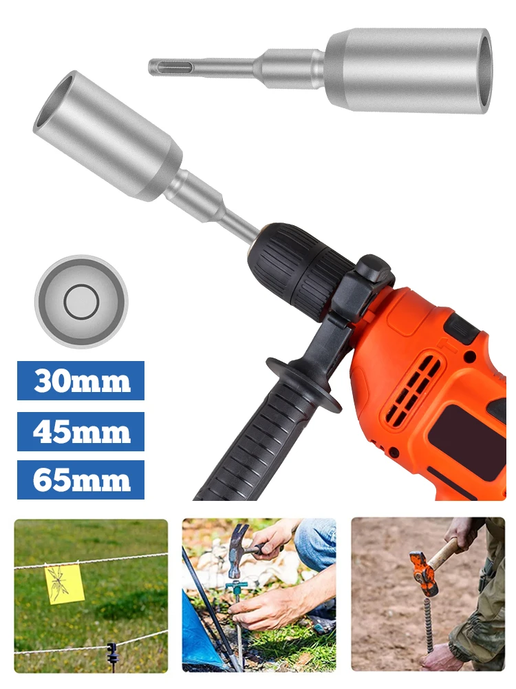 Ground Rod Driver SDS-Plus T Post 30/45/65mm Ground Rod Driver Tools Forged Steel Drill Bit Driver For electric hammer drills