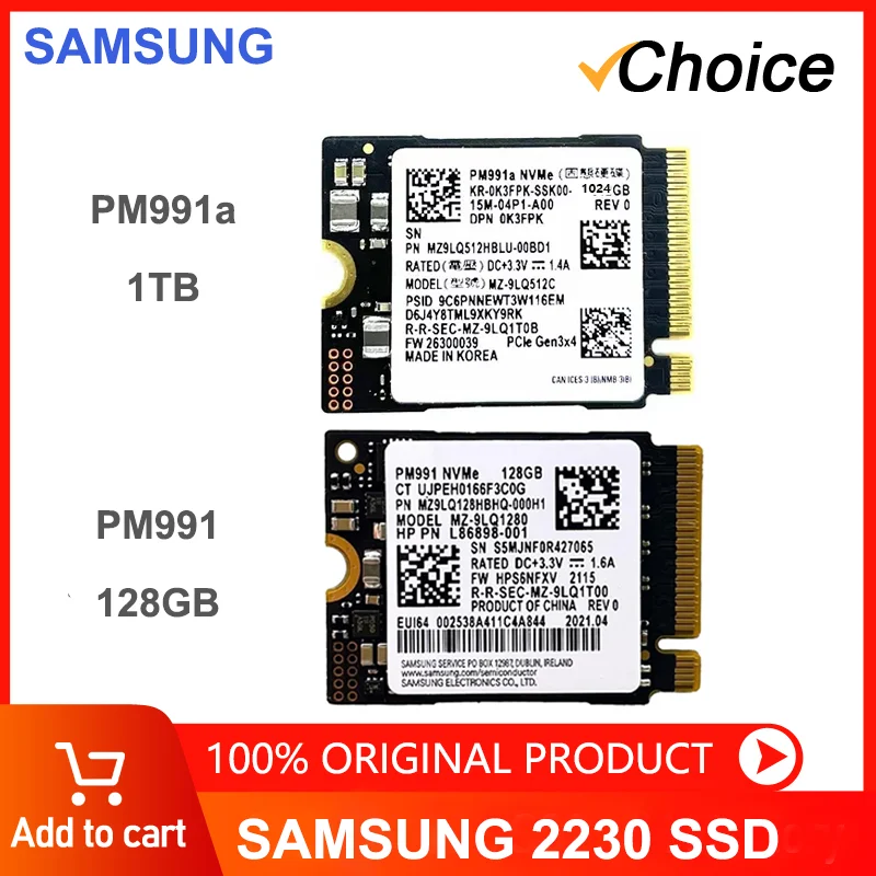 SAMSUNG PM991a 1TB M.2 2230 30mm NVMe PCIe Gen3 x4 TLC SSD for Xbox Surface Pro Steam Deck ROG Ally Dell HP Lenovo Laptop