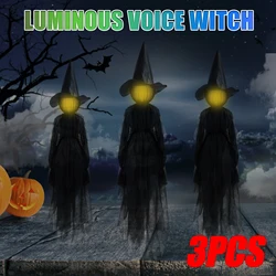 3PCS Halloween Light Up Screaming Witch Outdoor Large Light Up Screaming Witch Ghost Horror Props Party Decoration