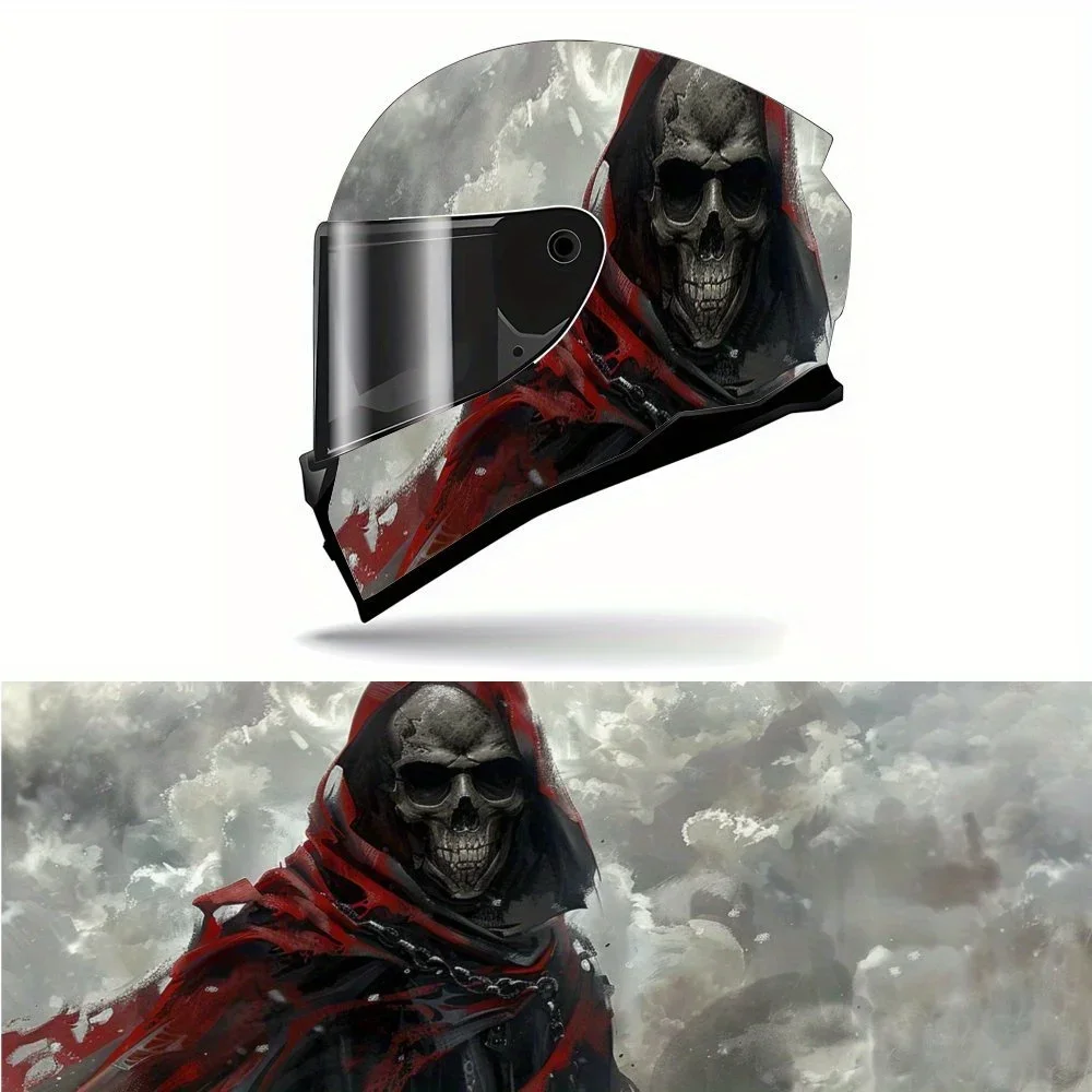 

Cool and Strange Skeleton Looking Back Motorcycle Helmet Vinyl Wraps Sticker, Personalized Helmet Decoration Decal, Waterproof S