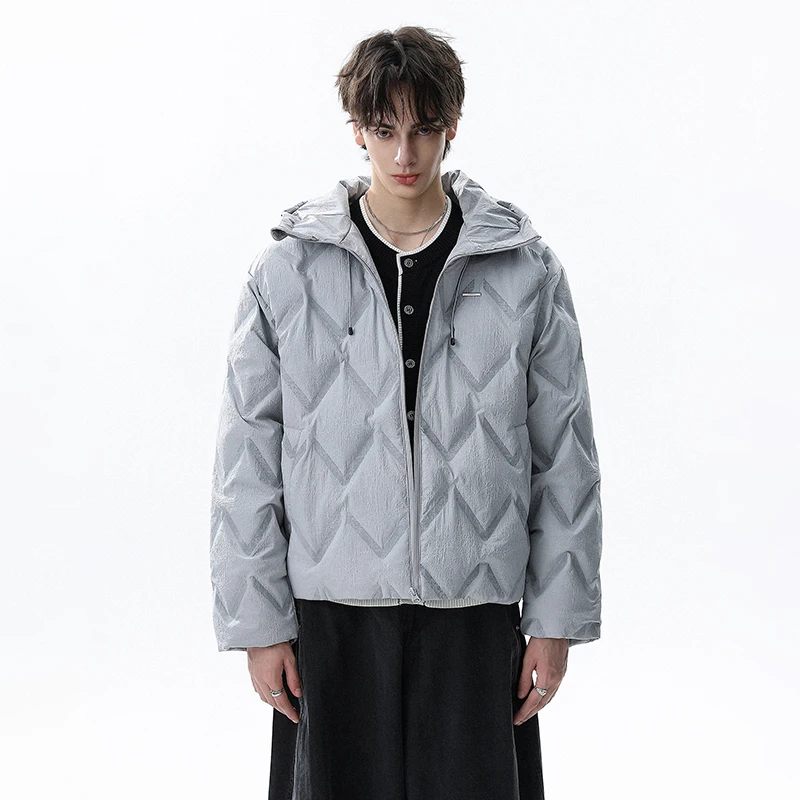 LUZHEN 2025 شتاء جديد تنقش فحص بلون سميكة الدافئة مقنعين معطف مبطّن الرجال أنيق وسيم سترة سترة JY5225