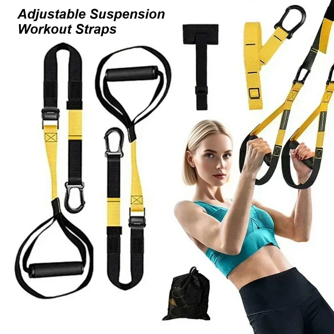 

Home Use Bodyweight Training Straps with Door Anchor, Resistance Pulling Rope for Full Body Workout & Yoga Fitness