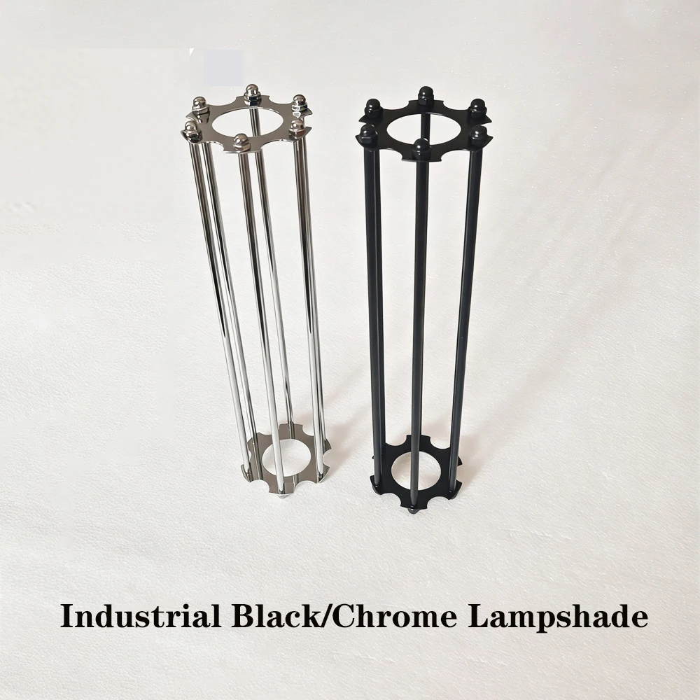Industrial Black/Chrome Finished Iron Cage Lampshade DIY Pendant Lamp Shade Retro Metal Lighting Accessories
