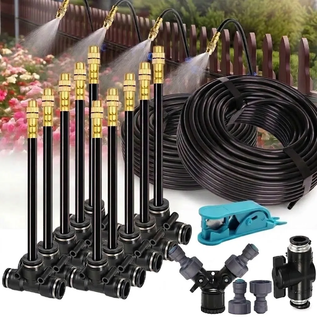 5-30m 1/4 inch 4/6mm Adjustable Atomizer Sprayer for Outdoor Plant Watering Needs 360 Degree Free-bend Misting Nozzle