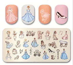 Nail Stamping Plate Big Size Disney Cinderella Ella Princess Stamping Plate For Nails Art MouTeen235