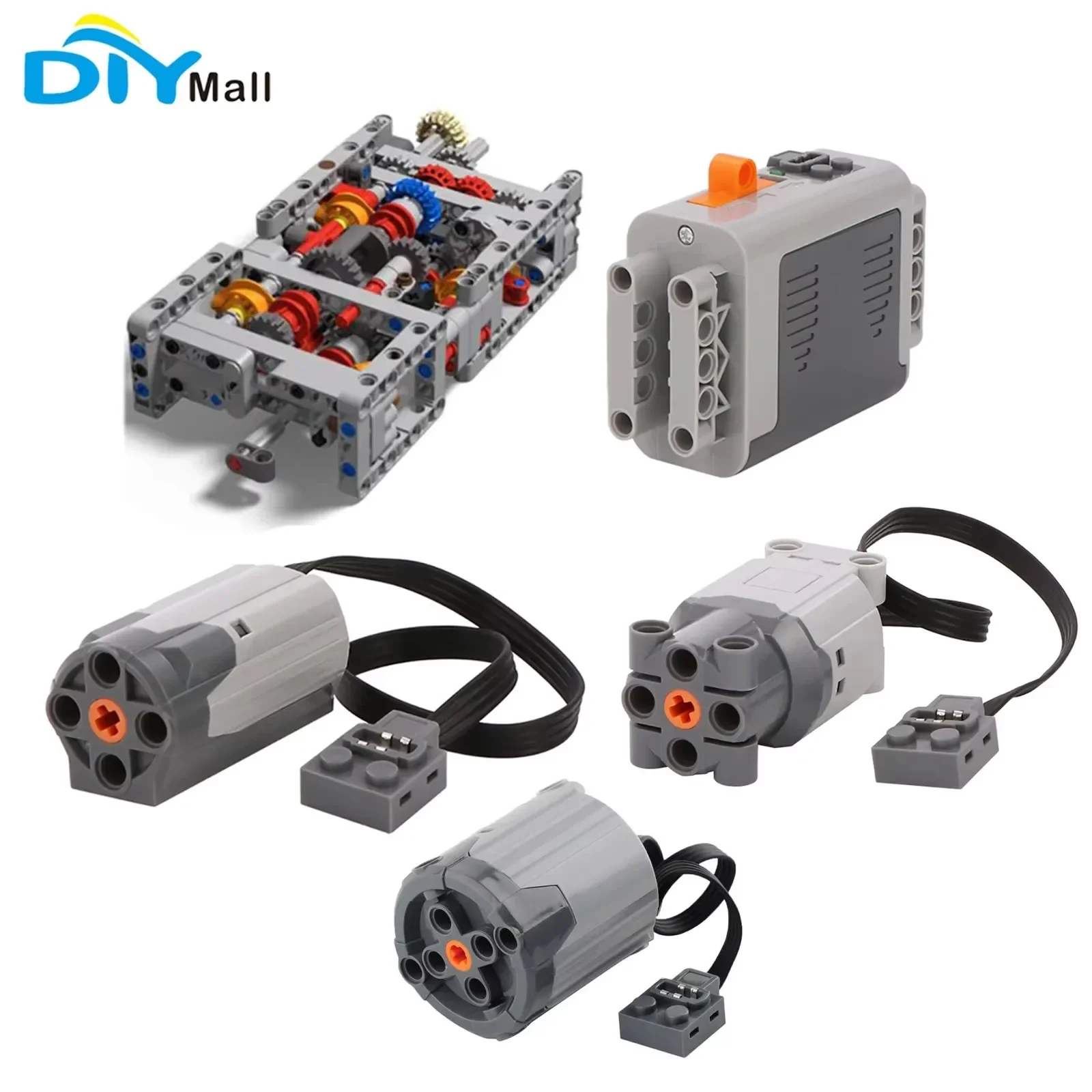 Technical High-Tech 4 Speed + Reverse Sequential Gearbox Transmission MOC Bricks AA Battery Box 8881 M L XL Motor Model Set