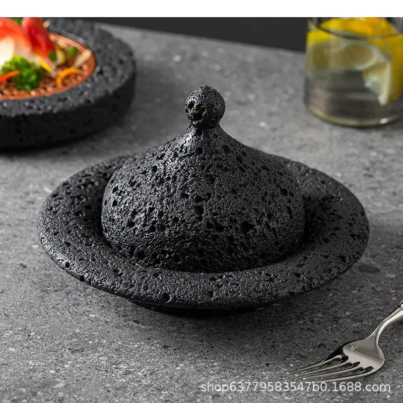 Meteorite Pattern Cement Dinner Plate Restaurant Dry Ice Sashimi Sushi Dish Molecular Cuisine Specialty Tableware